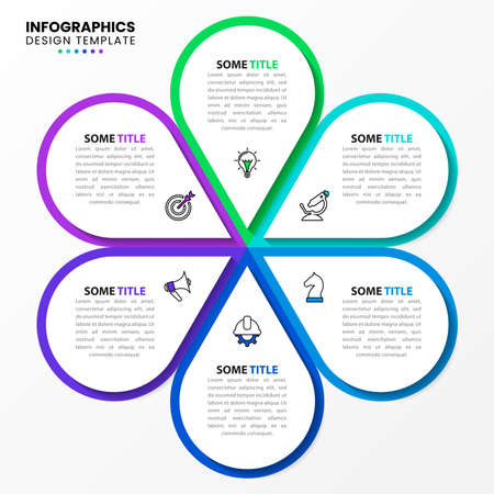 Infographic template with icons and 6 options or steps. Flowers. Can be used for workflow layout, diagram, banner, web design. Vector illustrationのイラスト素材