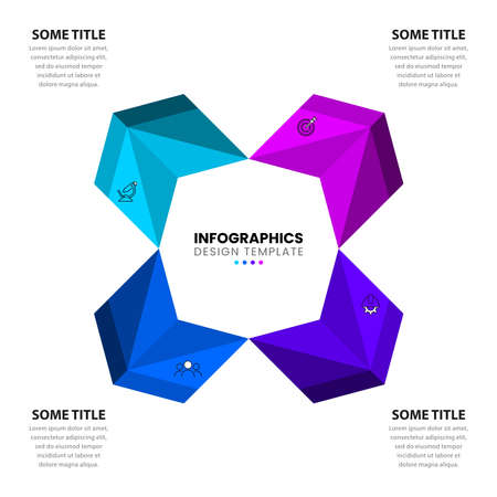 Infographic template with icons and 4 options or steps. Arrows. Can be used for workflow layout, diagram, banner, web design. Vector illustrationのイラスト素材