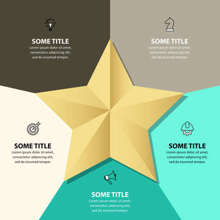 Infographic template with icons and 5 options or steps. Star. Can be used for workflow layout, diagram, banner, web design. Vector illustrationのイラスト素材