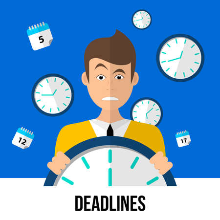 Illustration of a student who can't manage deadlines. Vectorのイラスト素材