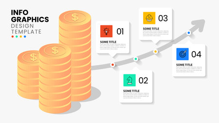 Infographic template with icons and 4 options or steps. Investment concept. Can be used for workflow layout, diagram, banner, web design. Vector illustrationのイラスト素材