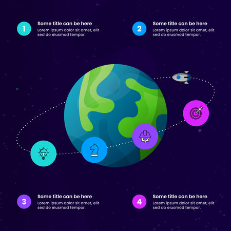 Infographic template with icons and 4 options or steps. Business metaphor. Planetのイラスト素材