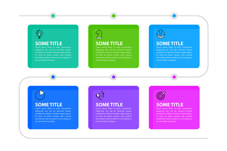 Infographic template with icons and 6 options or steps. Can be used for workflow layout, diagram, banner, web design. Vector illustrationのイラスト素材