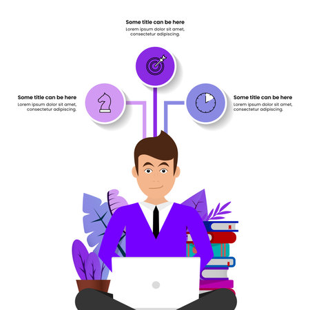 Infographic template with icons and 3 options or steps. Computer worker. Can be used for workflow layout, diagram, banner, web design. Vector illustrationのイラスト素材
