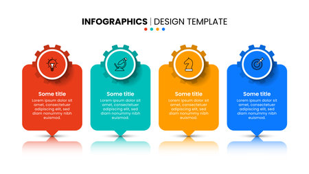 Infographic template with icons and 4 options or steps. Gears. Can be used for workflow layout, diagram, banner, web design. Vector illustrationのイラスト素材