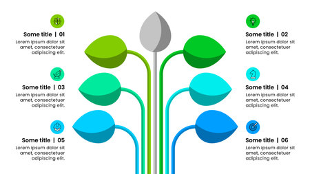 Infographic template with icons and 6 options or steps. Plants. Can be used for workflow layout, diagram, banner, web design. Vector illustrationのイラスト素材