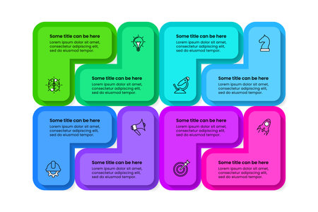 Infographic template with icons and 8 options or steps. Can be used for workflow layout, diagram, web design. Vector illustrationのイラスト素材
