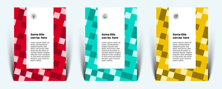 Brochure template with square texture and 3 color variants. Vector illustrationのイラスト素材