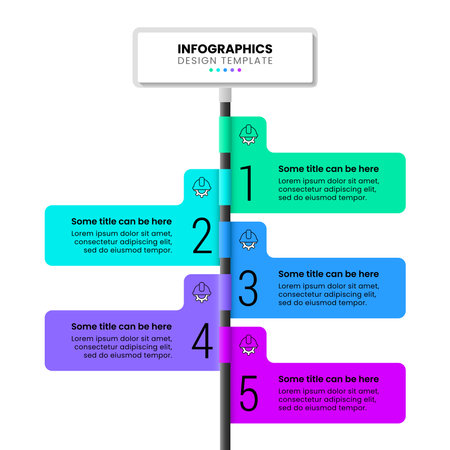 Infographic template with icons and 5 options or steps. Sign post. Can be used for workflow layout, diagram, banner, web design. Vector illustrationのイラスト素材