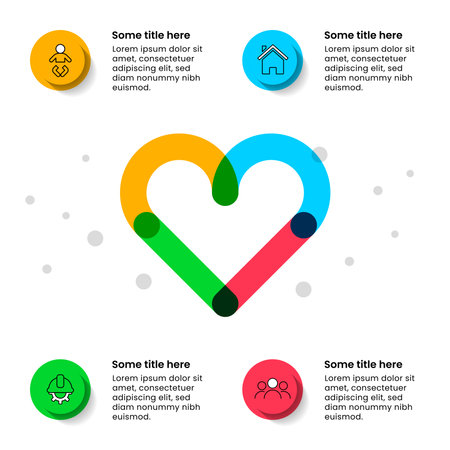 Infographic template with icons and 4 options or steps. Line art abstract heart. Can be used for workflow layout, diagram, banner, web design. Vector illustrationのイラスト素材