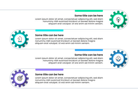 Infographic template with icons and 4 options or steps. Gears. Can be used for workflow layout, diagram, banner, web design. Vector illustrationのイラスト素材