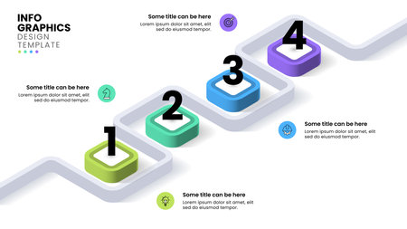 Ilustración de Infographic template with icons and 4 options or steps. Isometric lines. Can be used for workflow layout, diagram, web design. Vector illustration - Imagen libre de derechos