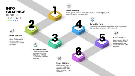 Infographic template with icons and 6 options or steps. Isometric lines. Can be used for workflow layout, diagram, web design. Vector illustrationのイラスト素材
