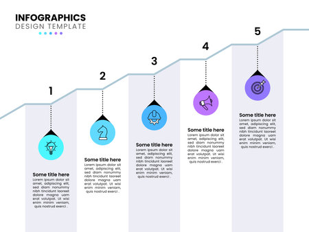 Infographic template with icons and 5 options or steps. Can be used for workflow layout, diagram, banner, web design. Vector illustrationのイラスト素材