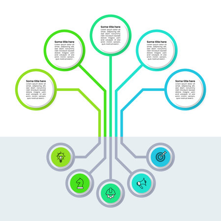 Infographic template with icons and 5 options or steps. Abstract tree. Can be used for workflow layout, diagram, banner, web design. Vector illustrationのイラスト素材