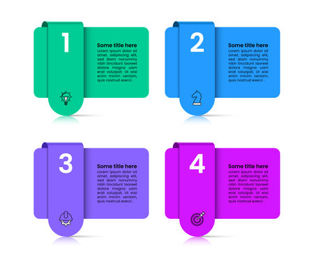 Infographic template with icons and 4 options or steps. Can be used for workflow layout, diagram, banner, web design. Vector illustrationのイラスト素材
