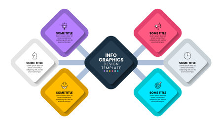Infographic template with icons and 6 options or steps. Can be used for workflow layout, diagram, banner, web design. Vector illustrationのイラスト素材