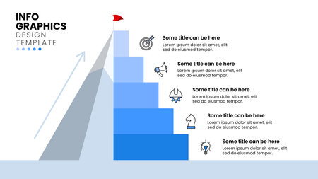 Infographic template with icons and 5 options or steps. Mountain. Can be used for workflow layout, diagram, banner, web design. Vector illustrationのイラスト素材