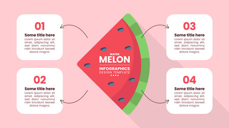 Infographic template with 4 options or steps. Watermelon. Can be used for workflow layout, diagram, banner, web design. Vector illustrationのイラスト素材