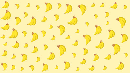 Bananas on a light pastel yellow background. Vector illustrationのイラスト素材