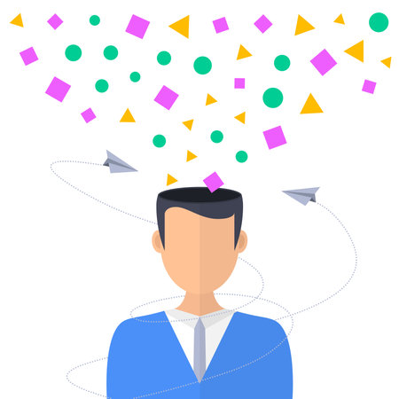 Abstract concept of creative mind. An open-minded person. Vector illustrationのイラスト素材