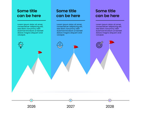 Infographic template with icons and 3 options or steps. Mountain. Can be used for workflow layout, diagram, banner, web design. Vector illustrationのイラスト素材