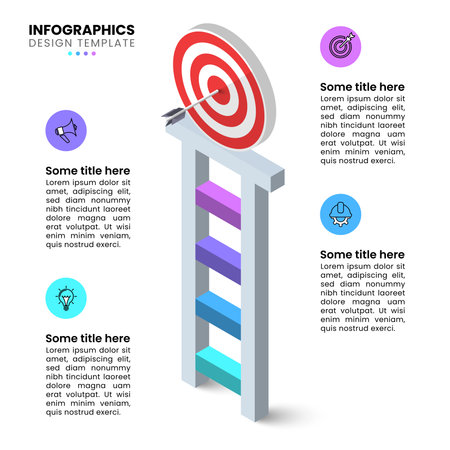 Infographic template with icons and 4 options or steps. 3d ladder. Can be used for workflow layout, diagram, banner, web design. Vector illustrationのイラスト素材