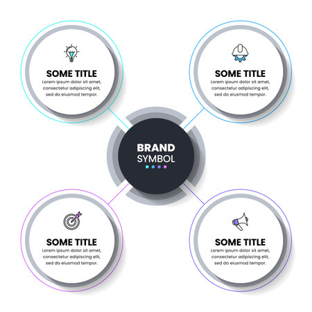 Infographic template with icons and 4 options or steps. Circles. Can be used for workflow layout, diagram, banner, web design. Vector illustrationのイラスト素材