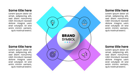 Infographic template with icons and 4 options or steps. Cross. Can be used for workflow layout, diagram, banner, web design. Vector illustrationのイラスト素材