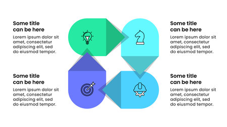 Infographic template with icons and 4 options or steps. Paper arrows. Can be used for workflow layout, diagram, banner, web design. Vector illustrationのイラスト素材