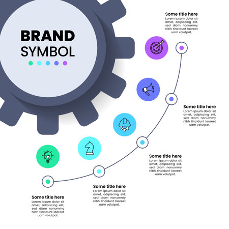 Infographic template with icons and 5 options or steps. Gear. Can be used for workflow layout, diagram, banner, web design. Vector illustrationのイラスト素材
