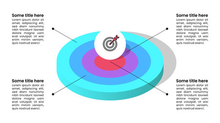 Infographic template with 4 options or steps. Target. Can be used for workflow layout, diagram, banner, web design. Vector illustrationのイラスト素材