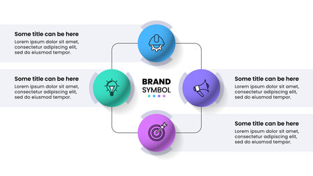 Infographic template with icons and 4 options or steps. Marbles. Can be used for workflow layout, diagram, banner, web design. Vector illustrationのイラスト素材