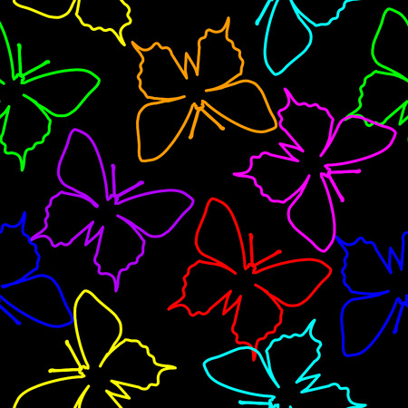 dark colored butterfly pattern semaless with black backgroundのイラスト素材