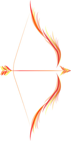fire stretched bow with one fire arrowのイラスト素材