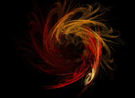 red and yellow fractal sun, math graphicsの写真素材