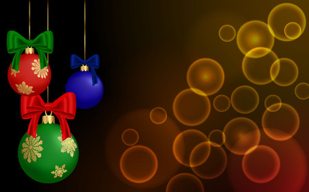 Colorful christmas balls, dark christmas background, 3 ballsのイラスト素材