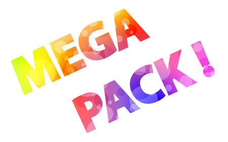 big colorful sign MEGA PACK, writing MEGA PACKの写真素材