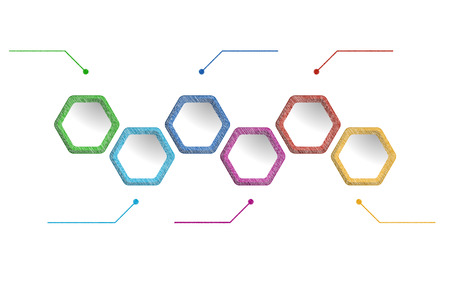 illustration infographic, web design, clean hexagon infographicの写真素材