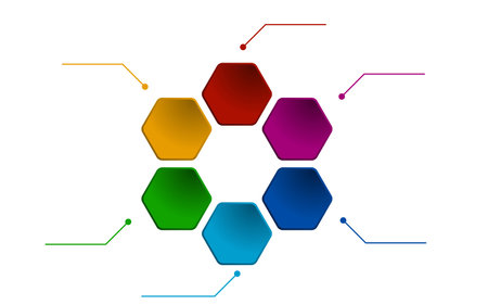 illustration infographics, web design, clean hexagon infographicsのイラスト素材