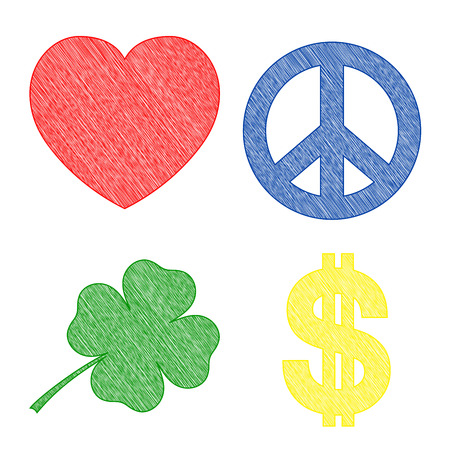 set of symbols,  four designed squiggles symbolsのイラスト素材