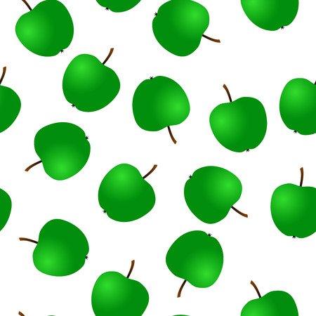 Green apple seamless pattern on white groundの写真素材