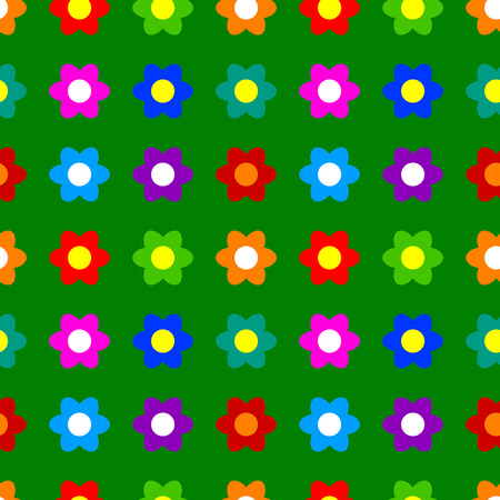 seamless green flower pattern, geometric summer backgroundのイラスト素材