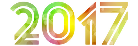 2017 new year color card, isolated colored number 2017のイラスト素材