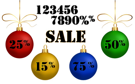 set of christmas balls with percentageのイラスト素材