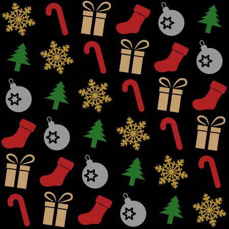 seamless christmas pattern on black groundのイラスト素材