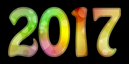 2017 new year color card, isolated colored number 2017