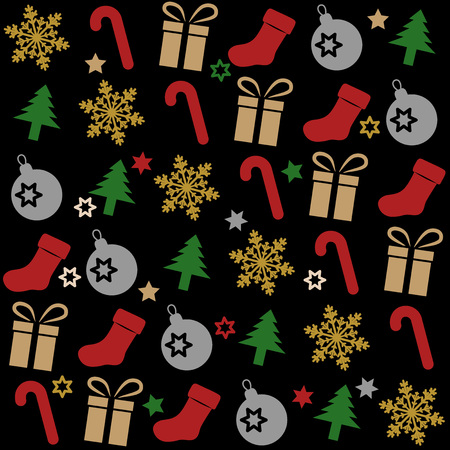 seamless christmas pattern on black groundのイラスト素材