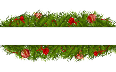 Branch christmas ground with space for text (greeting, ad etc.), christmas rectangular white frameのイラスト素材