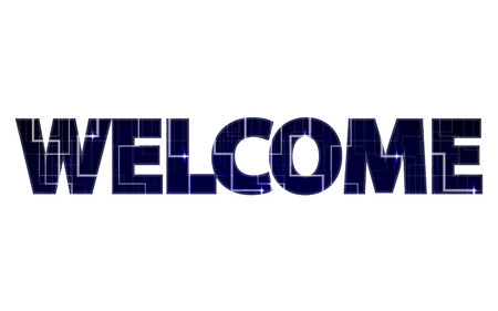 big tech sign WELCOME, writing WELCOME on white groundのイラスト素材